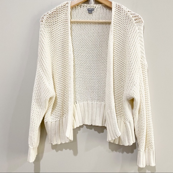 aerie Sweaters - AERIE Easy Crop Open Cardigan Chunky Knit Cream Beachy Coastal Boho Size Small